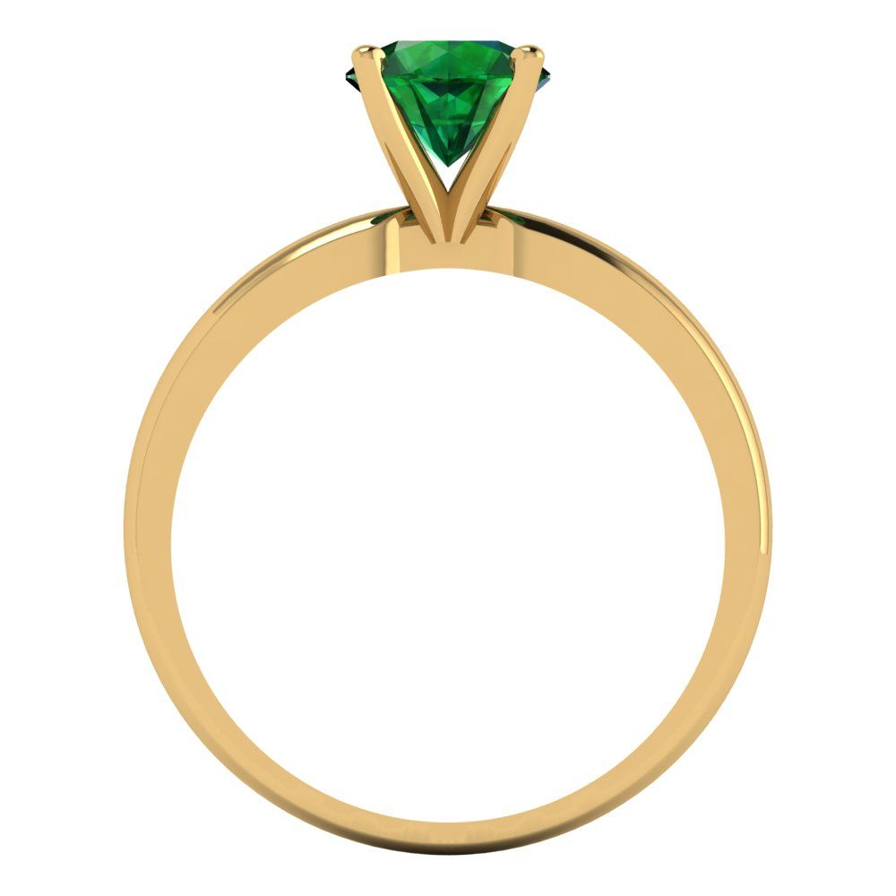 1 cttw Simulated Emerald Solitaire  Engagement Ring - Solid Gold (Round Cut,6.5mm)