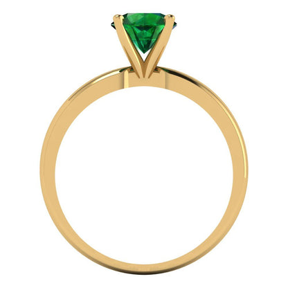 1 cttw Simulated Emerald Solitaire  Engagement Ring - Solid Gold (Round Cut,6.5mm)