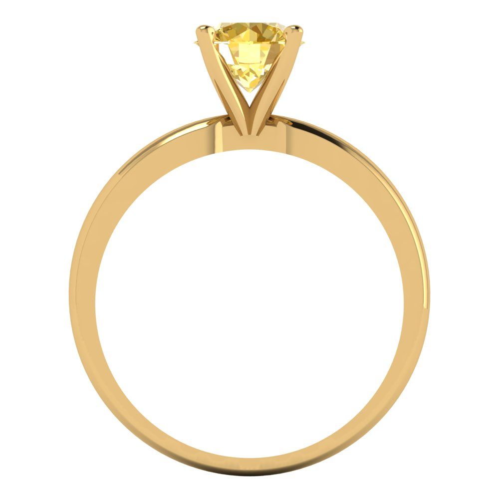 1 cttw Natural Citrine Solitaire  Engagement Ring - Solid Gold (Round Cut,6.5mm)
