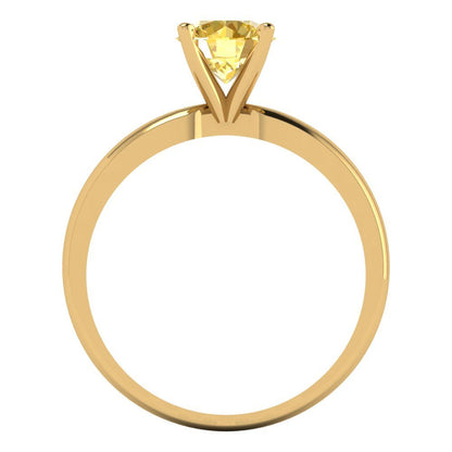 1 cttw Natural Citrine Solitaire  Engagement Ring - Solid Gold (Round Cut,6.5mm)