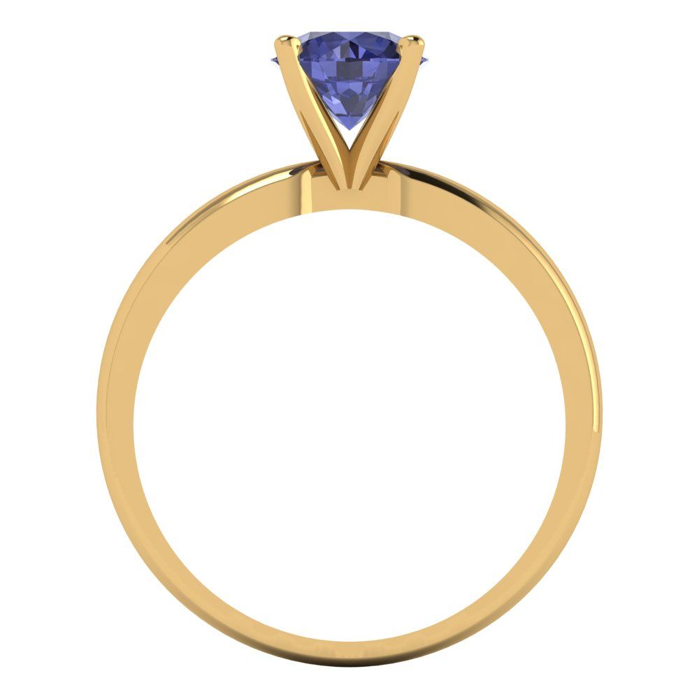 1 cttw Simulated Tanzanite Solitaire  Engagement Ring - Solid Gold (Round Cut,6.5mm)