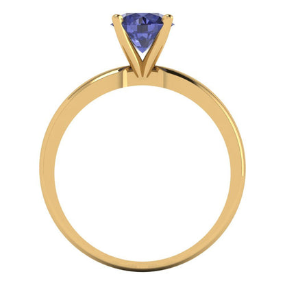 1 cttw Simulated Tanzanite Solitaire  Engagement Ring - Solid Gold (Round Cut,6.5mm)