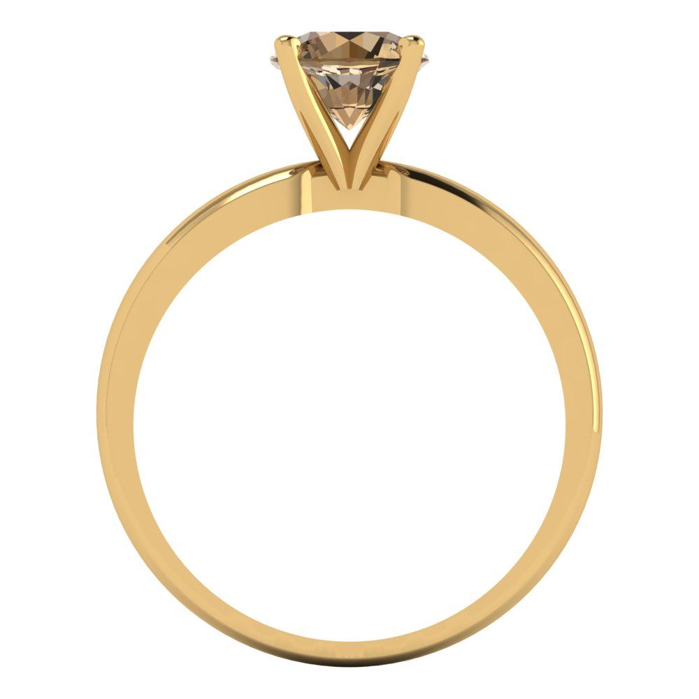 1 cttw Zirconia Simulated Champagne Diamond Solitaire  Engagement Ring - Solid Gold (VVS1, Round Cut,6.5mm)