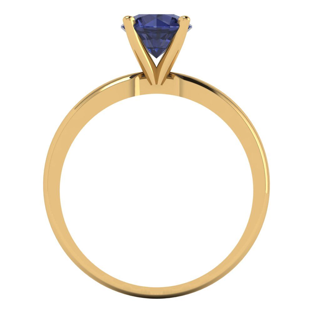 1 cttw Simulated Blue Sapphire Solitaire  Engagement Ring - Solid Gold (Round Cut,6.5mm)