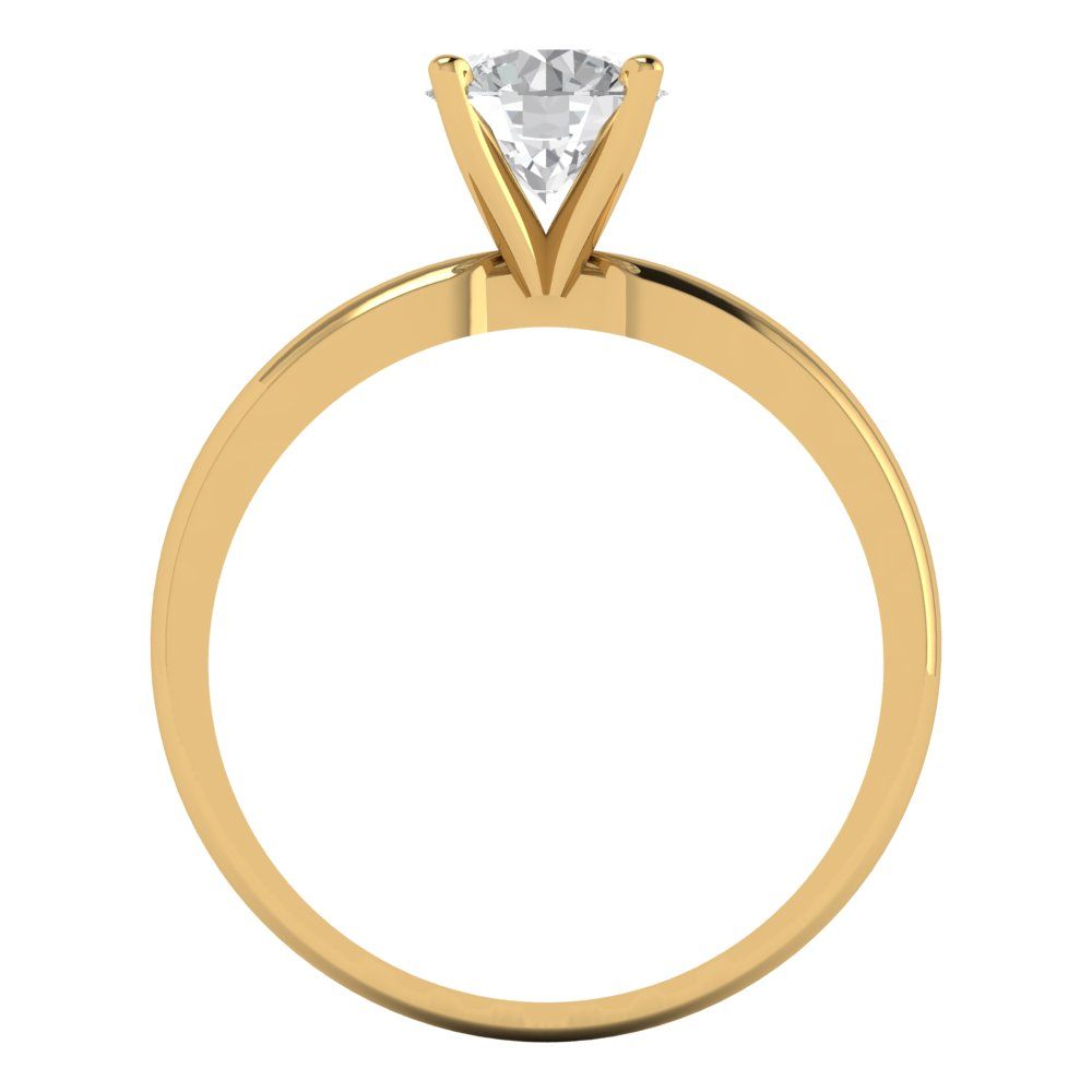 1 cttw Zirconia Simulated Diamond Solitaire  Engagement Ring - Solid Gold (VVS1, Round Cut,6.5mm)