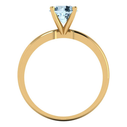 1 cttw Natural Sky Blue Topaz Solitaire  Engagement Ring - Solid Gold (Round Cut,6.5mm)