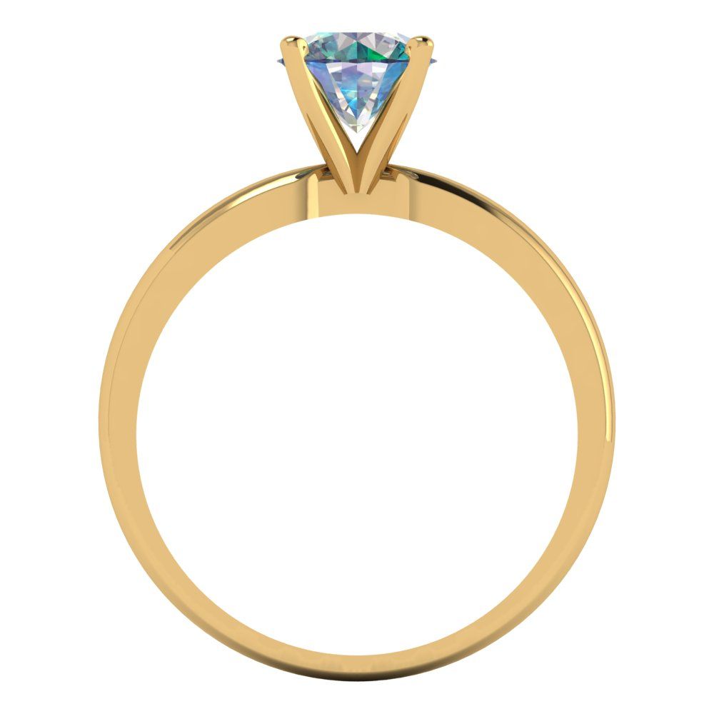 1 cttw Blue Moissanite Solitaire  Engagement Ring - Solid Gold (Round Cut,6.5mm)