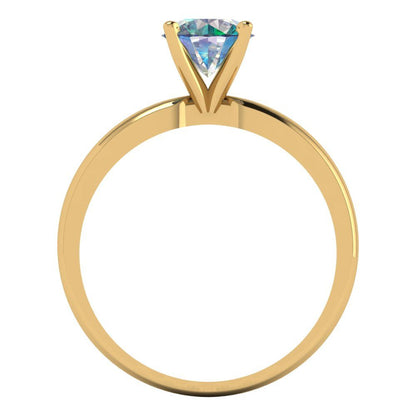 1 cttw Blue Moissanite Solitaire  Engagement Ring - Solid Gold (Round Cut,6.5mm)