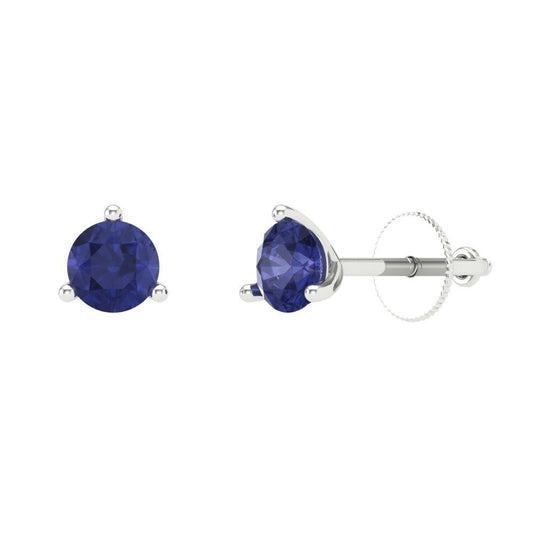 1 ctw Tanzanite Studs Earrings | 5mm Round Cut White Gold Screw back | December Birthstone