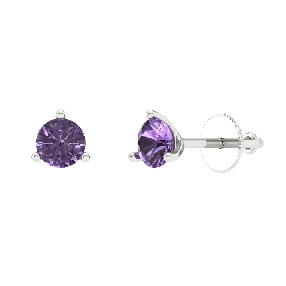 1cttw Alexandrite Gold-Plated 925 Silver Screw Back Stud Earrings