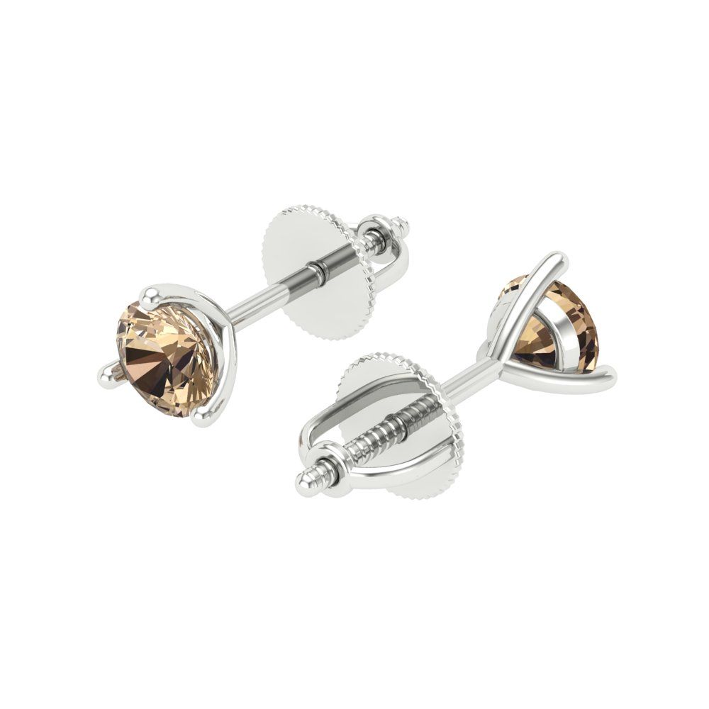 1 ctw Yellow Moissanite Studs Earrings | 5mm Round Cut White Gold Screw back | April Birthstone