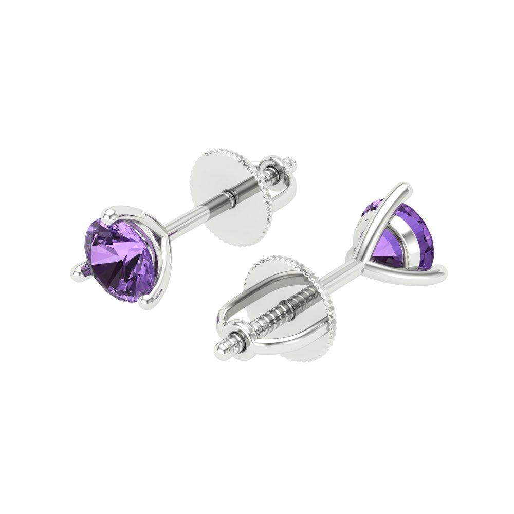 1 ctw Alexandrite Studs Earrings | 5mm Round Cut White Gold Screw back | June Birthstone