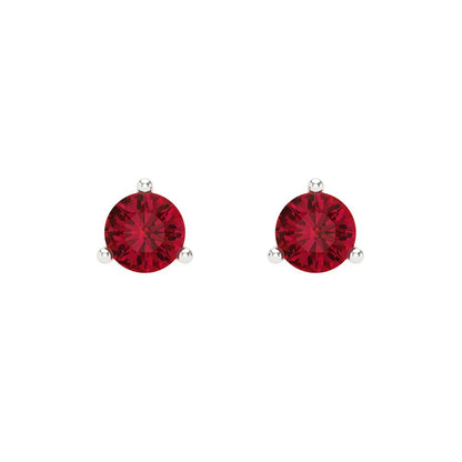 1 ctw Pink Tourmaline Studs Earrings | 5mm Round Cut White Gold Screw back | April Birthstone