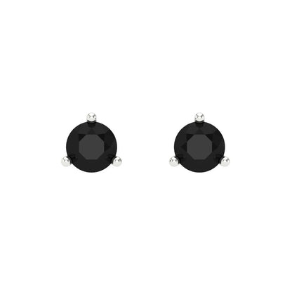1 ctw Onyx Studs Earrings | 5mm Round Cut White Gold Screw back | July Birthstone
