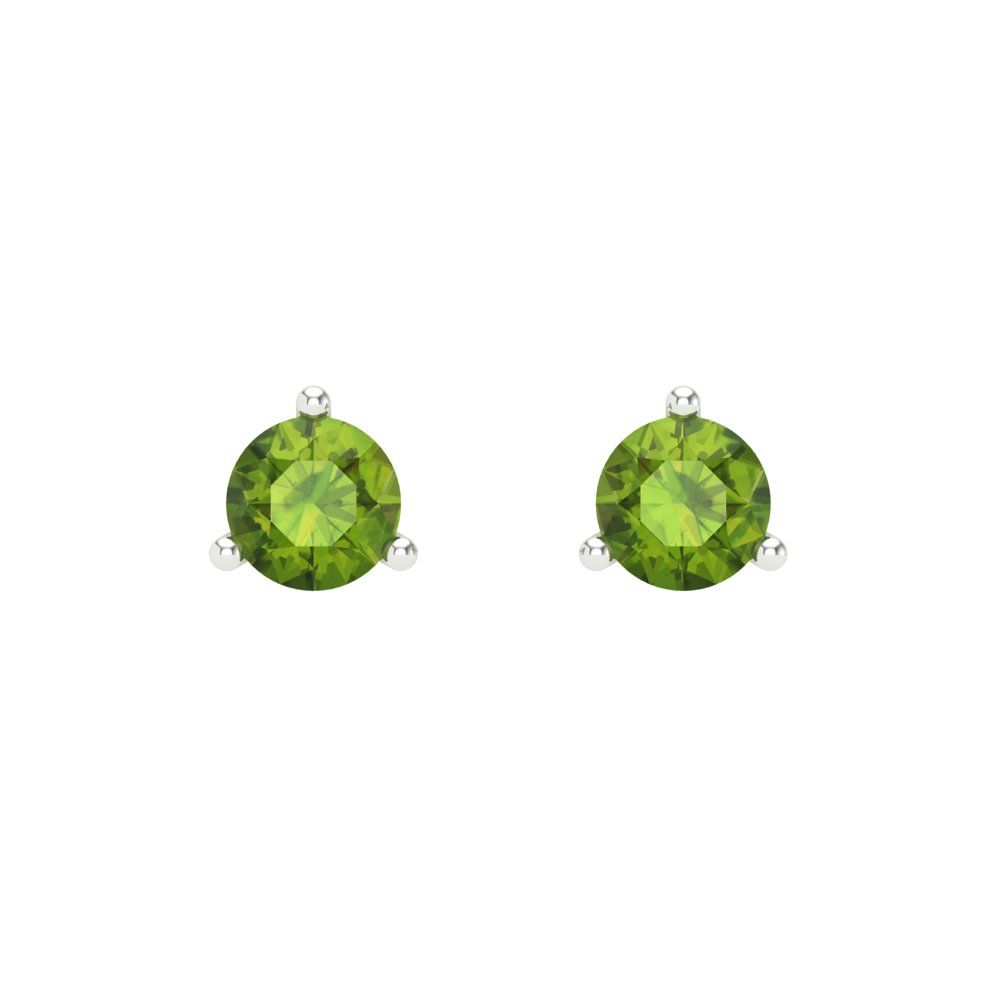 1 ctw Peridot Studs Earrings | 5mm Round Cut White Gold Screw back | August Birthstone