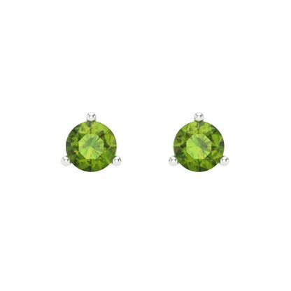 1 ctw Peridot Studs Earrings | 5mm Round Cut White Gold Screw back | August Birthstone