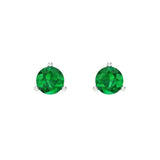 1 ct Brilliant Round Cut Solitaire Studs Simulated Emerald Stone White Gold Earrings Screw back