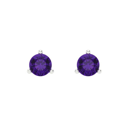 1cttw Amethyst Gold-Plated 925 Silver Screw Back Stud Earrings