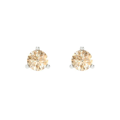 1 ctw Morganite Studs Earrings | 5mm Round Cut White Gold Screw back | February Birthstone