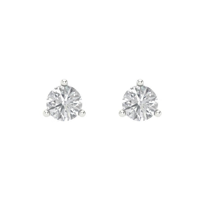 1 ctw Moissanite Studs Earrings | 5mm Round Cut White Gold Screw back | April Birthstone