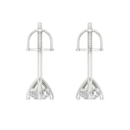 1 ctw Zirconia Diamond Studs Earrings | 5mm Round Cut White Gold Screw back | April Birthstone