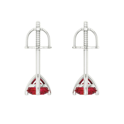 1 ctw Pink Tourmaline Studs Earrings | 5mm Round Cut White Gold Screw back | April Birthstone