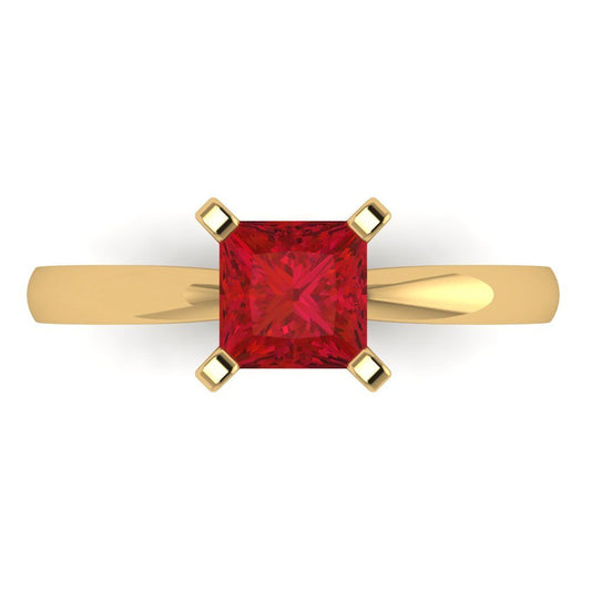 1 cttw Simulated Pink Tourmaline Solitaire  Engagement Ring - Solid Yellow Gold (VVS1, Princess Cut,5.5mm)