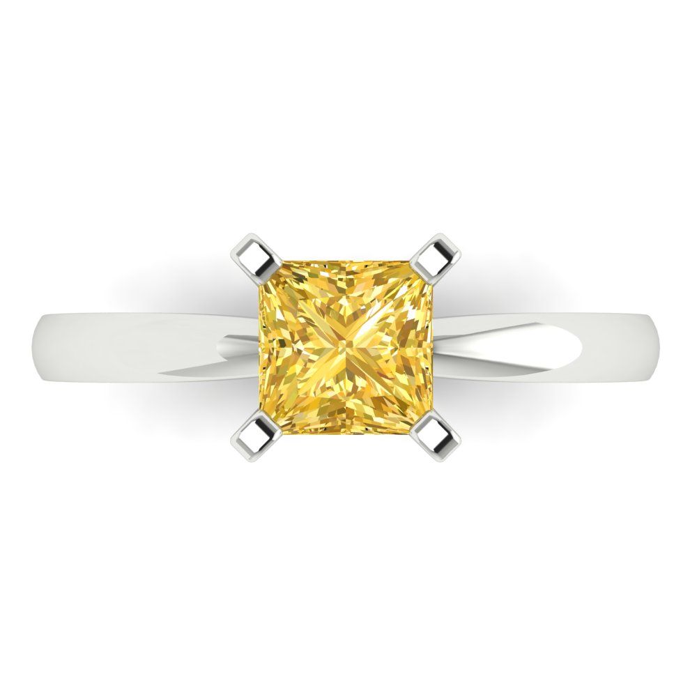 1 cttw Natural Citrine Solitaire  Engagement Ring - Solid Gold (Princess Cut,5.5mm)