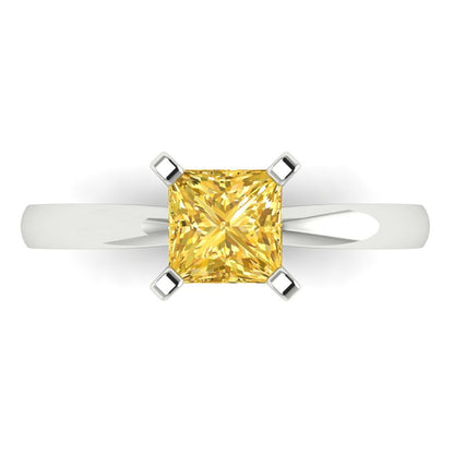 1 cttw Natural Citrine Solitaire  Engagement Ring - Solid Gold (Princess Cut,5.5mm)