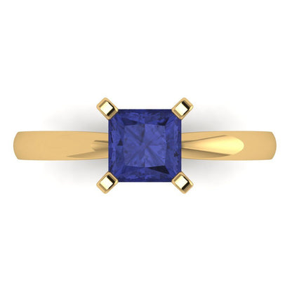 1 cttw Simulated Tanzanite Solitaire  Engagement Ring - Solid Gold (Princess Cut,5.5mm)
