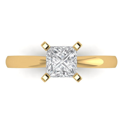 1 cttw Certified Moissanite Solitaire  Engagement Ring - Solid Gold (VVS1, D-F,Princess Cut,5.5mm)