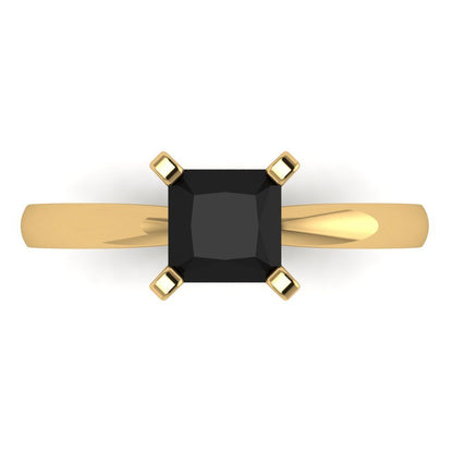 1 cttw Natural Onyx Solitaire  Engagement Ring - Solid Gold (Princess Cut,5.5mm)