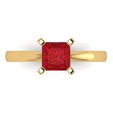 1 ct Brilliant Princess Cut Simulated Ruby Stone Yellow Gold Solitaire Ring