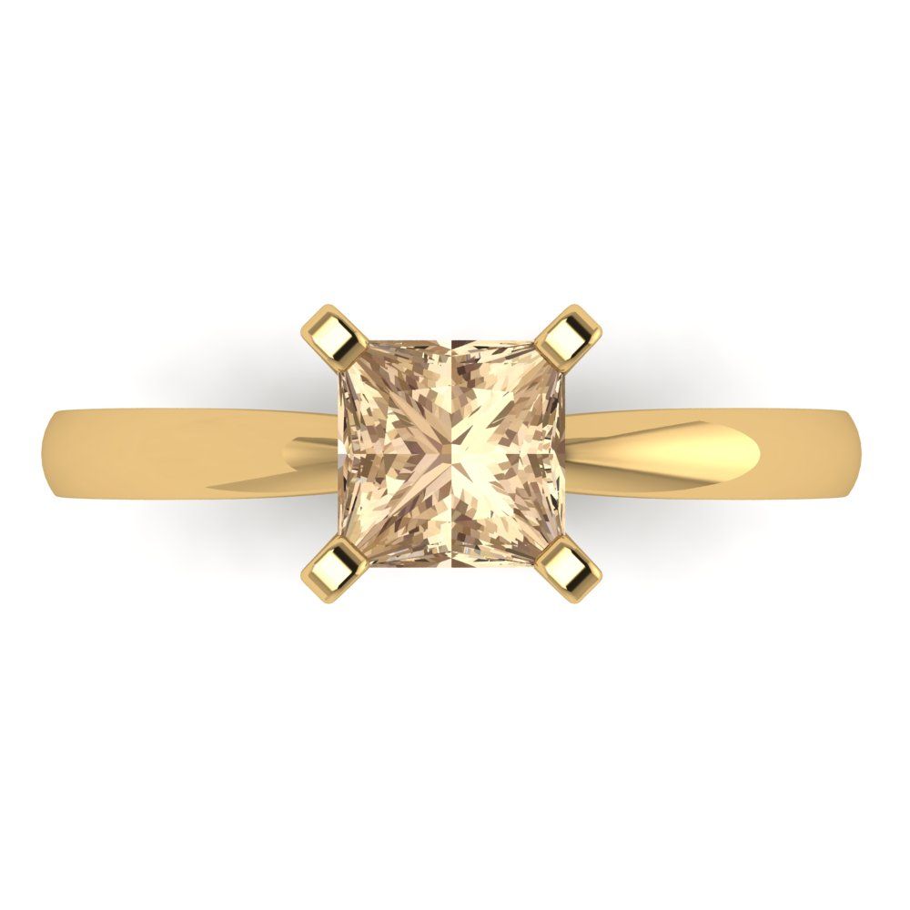 1 cttw Yellow Moissanite Solitaire  Engagement Ring - Solid Gold (Princess Cut,5.5mm)