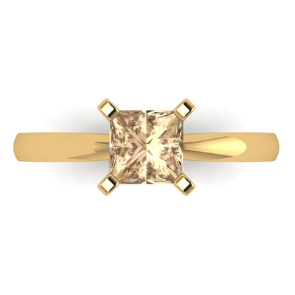 1 cttw Yellow Moissanite Solitaire  Engagement Ring - Solid Gold (Princess Cut,5.5mm)