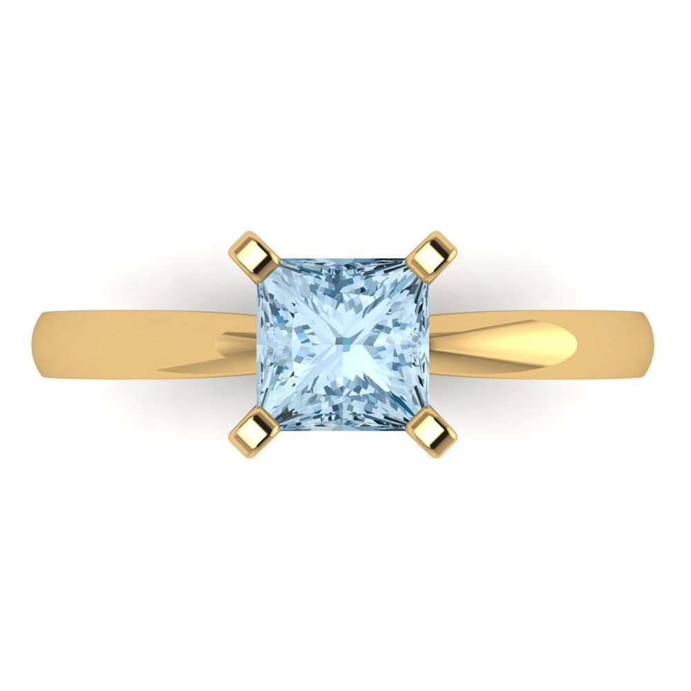 1 cttw Natural Swiss Blue Topaz Solitaire  Engagement Ring - Solid Gold (Princess Cut,5.5mm)
