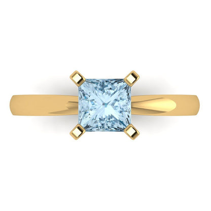 1 cttw Natural Swiss Blue Topaz Solitaire  Engagement Ring - Solid Gold (Princess Cut,5.5mm)