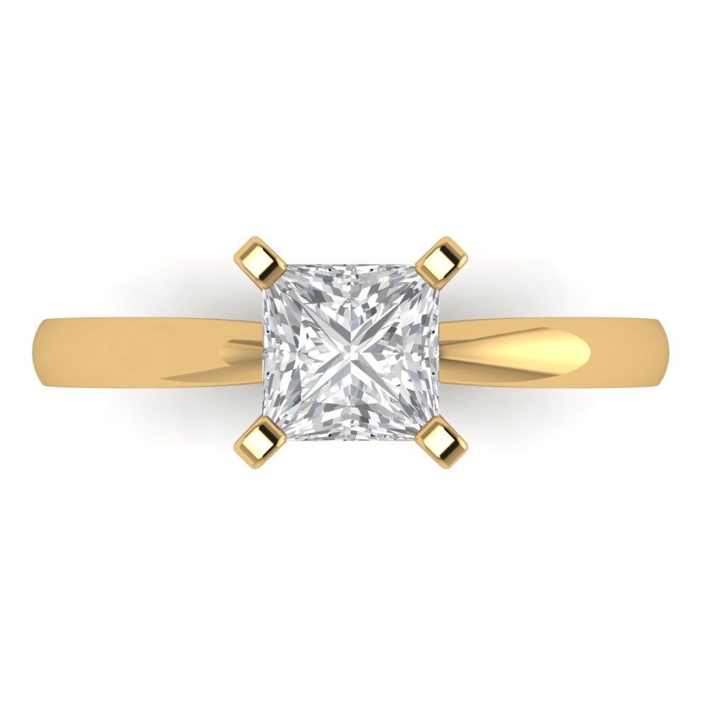 1 cttw Zirconia Simulated Diamond Solitaire  Engagement Ring - Solid Gold (VVS1, Princess Cut,5.5mm)