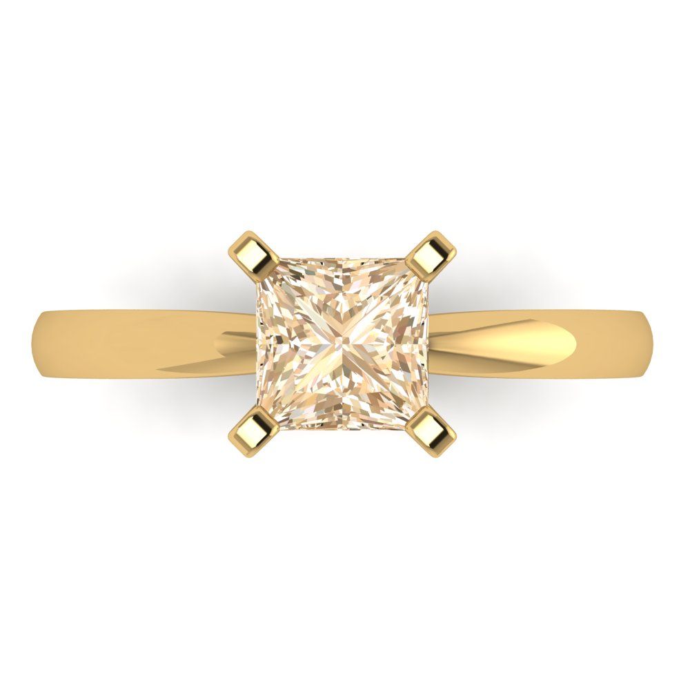 1 cttw Natural Morganite Solitaire  Engagement Ring - Solid Gold (Princess Cut,5.5mm)