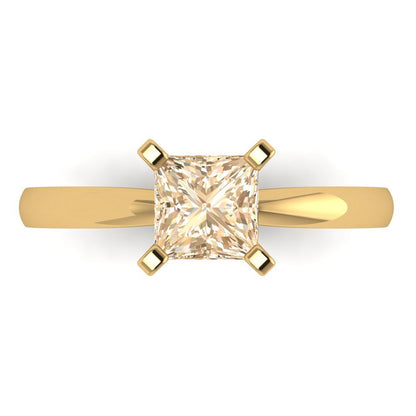 1 cttw Natural Morganite Solitaire  Engagement Ring - Solid Gold (Princess Cut,5.5mm)