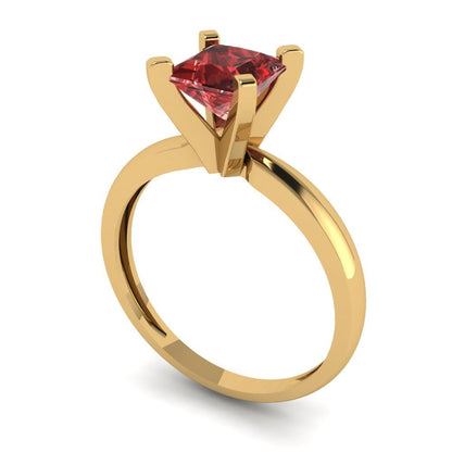 1 cttw Natural Garnet Solitaire  Engagement Ring - Solid Gold (Princess Cut,5.5mm)
