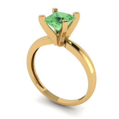 1 cttw Zirconia Simulated Green Diamond Solitaire  Engagement Ring - Solid Gold (VVS1, Princess Cut,5.5mm)