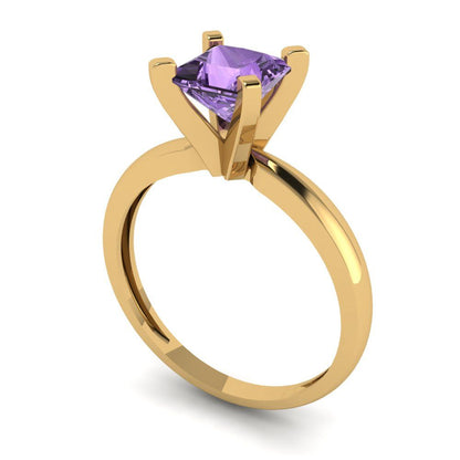 1 cttw Simulated Alexandrite Solitaire  Engagement Ring - Solid Gold (Princess Cut,5.5mm)