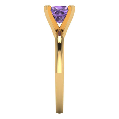 1 cttw Simulated Alexandrite Solitaire  Engagement Ring - Solid Gold (Princess Cut,5.5mm)