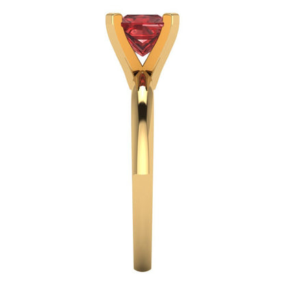 1 cttw Natural Garnet Solitaire  Engagement Ring - Solid Gold (Princess Cut,5.5mm)