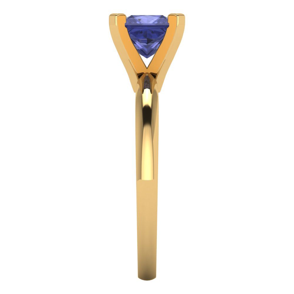 1 cttw Simulated Tanzanite Solitaire  Engagement Ring - Solid Gold (Princess Cut,5.5mm)
