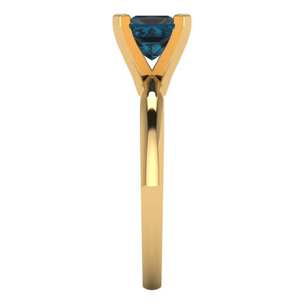 1 cttw Natural London Blue Topaz Solitaire  Engagement Ring - Solid Gold (Princess Cut,5.5mm)