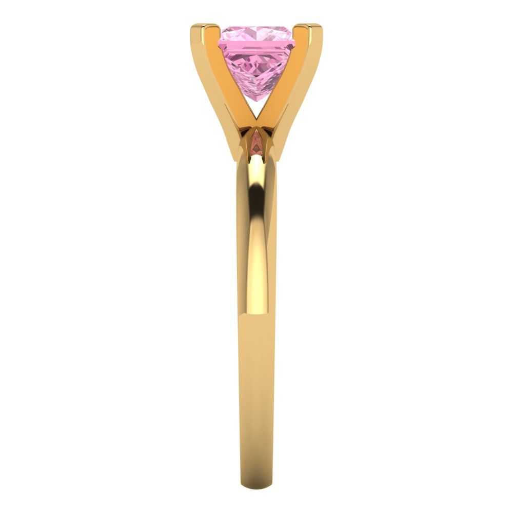 1 cttw Zirconia Simulated Pink Diamond Solitaire  Engagement Ring - Solid Gold (VVS1, Princess Cut,5.5mm)