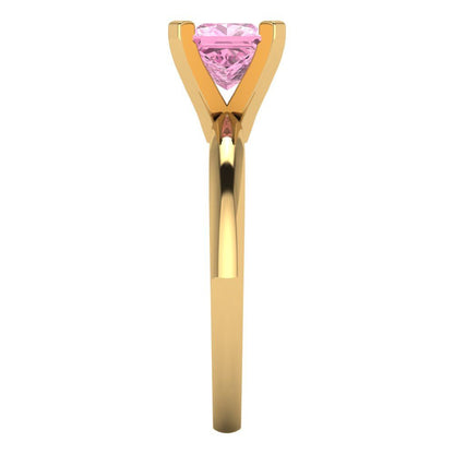 1 cttw Zirconia Simulated Pink Diamond Solitaire  Engagement Ring - Solid Gold (VVS1, Princess Cut,5.5mm)