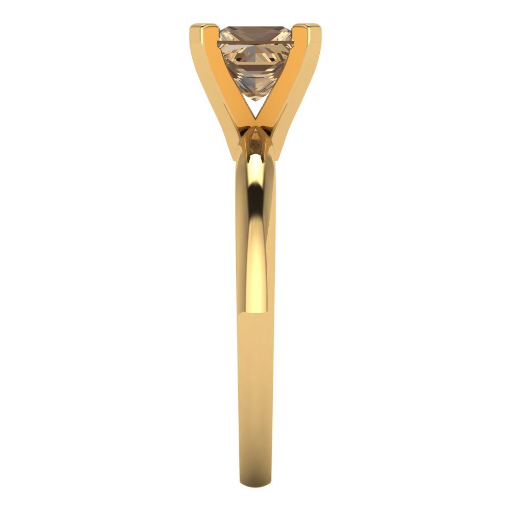 1 cttw Zirconia Simulated Champagne Diamond Solitaire  Engagement Ring - Solid Gold (VVS1, Princess Cut,5.5mm)